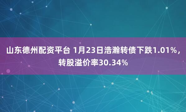 山东德州配资平台 1月23日浩瀚转债下跌1.01%，转股溢价率30.34%